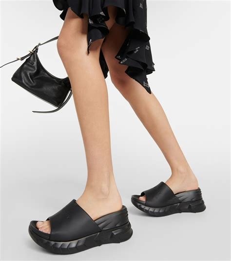 givenchy black marshmallow sandals|Givenchy marshmallow slide wedge sandals.